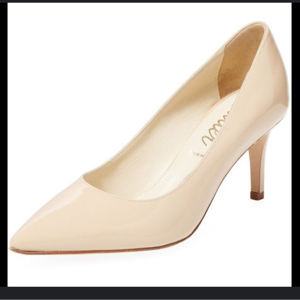 Size 6 Made in Italy Nude Patent Kitten Heels